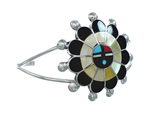 Zuni Multicolor Sunface Authentic Sterling Silver Cuff Bracelet NN20160